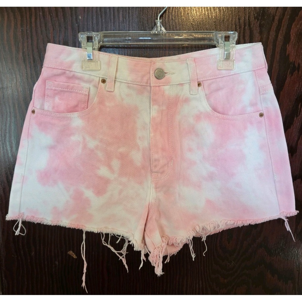 PacSun White Pink Tie Dye High‎ Rise Festival Jean Cut Off Shorts 28 Boho Preppy